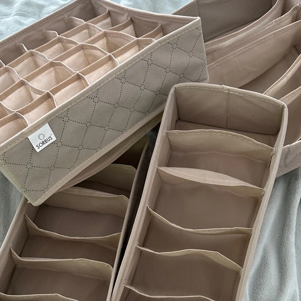 Beige Closet /Drawer Organizer Set (4 Pieces)